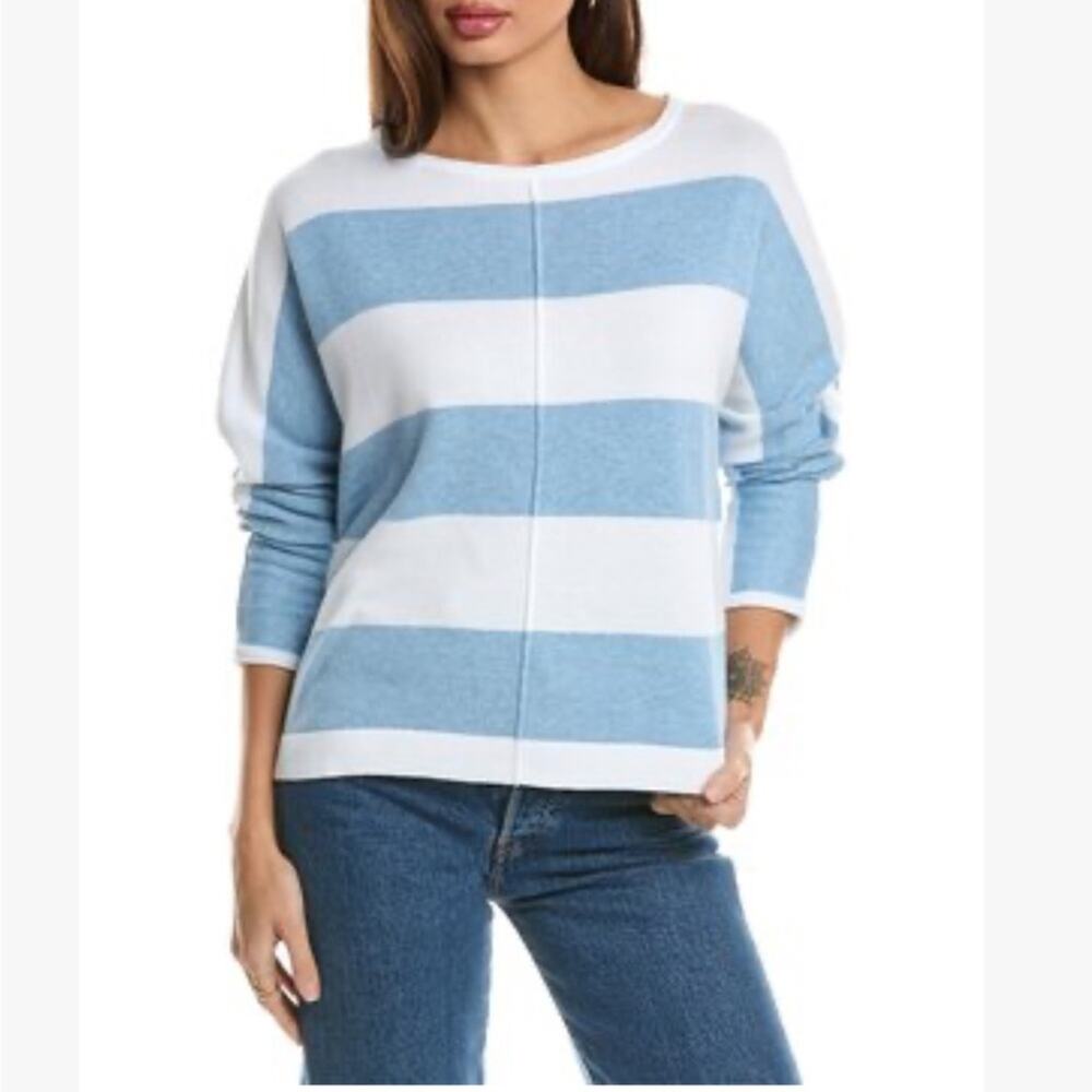 Kinross rugby striped dolman cotton sweater sz M blue white